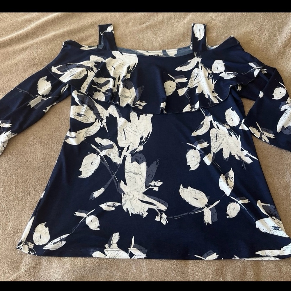Clara Sun Woo Navy Cold Shoulder XL Top